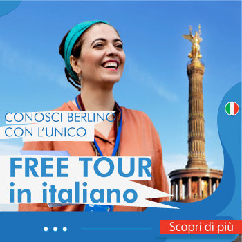 Banner pubblicitario del Free Tour di Berlino in italiano.